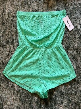 Hurley Bright Green Eyelet Strapless Romper One-Piece Size XS